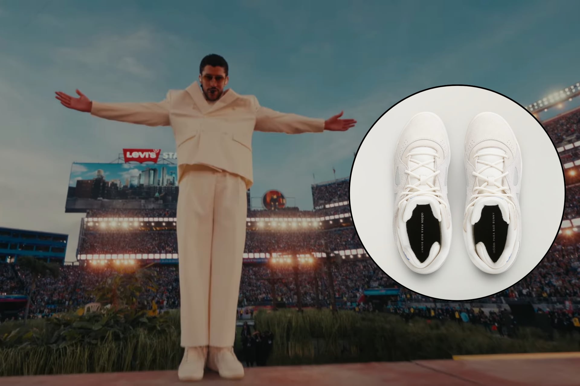 ¿Cuán altos son los costos de los tenis deportivos Adidas utilizados por Bad Bunny durante el espectáculo intermedio del Super Bowl?